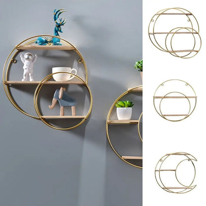 Iron Decorative Wall Shelf Modern Gold - Nordic Style Space Saving Wall Storage Rack