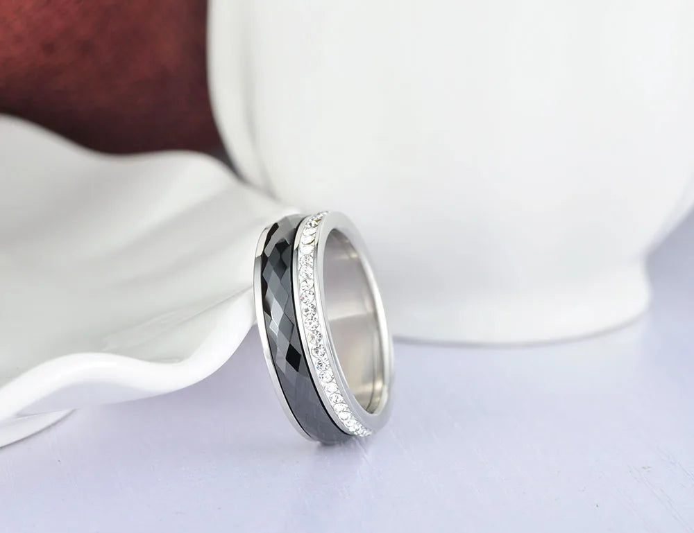 Lokaer classic 6mm Stainless Steel Ceramics Rings in Gold, Silver, Rose Mixed Colours