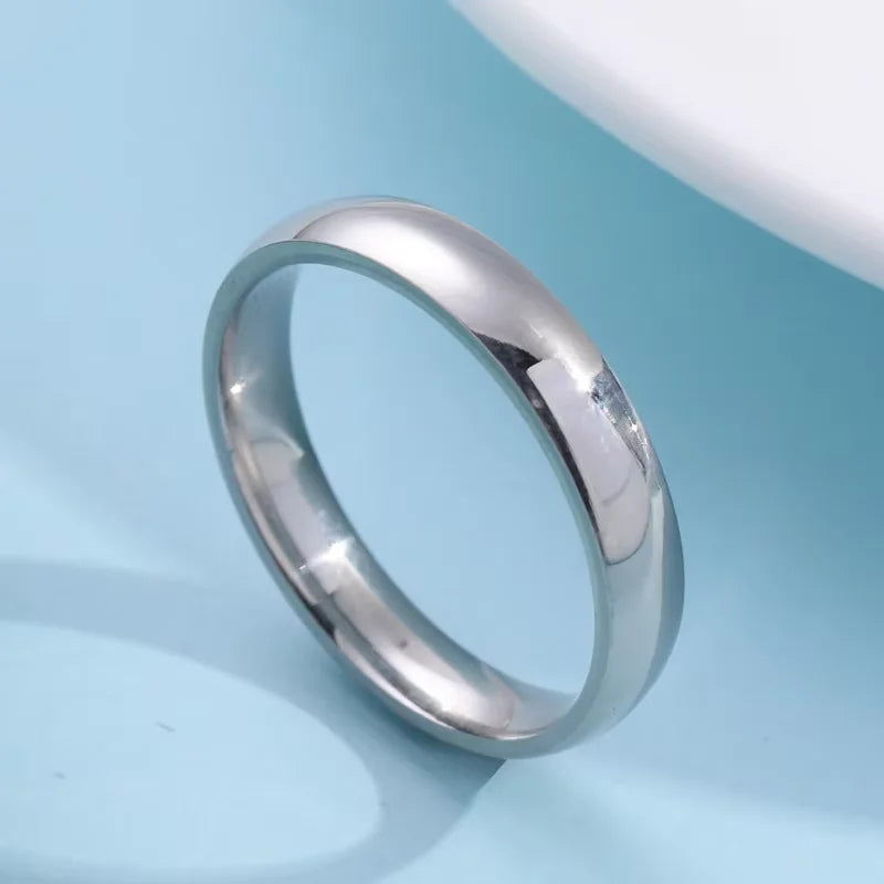 Fashion Simple Smooth Stainless Steel Ring In Gold & Silver