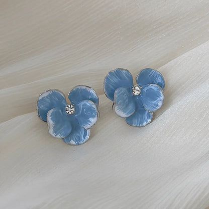 LATS White Flower Uniquely Folded Stud Multi-layered Earrings In Different Styles