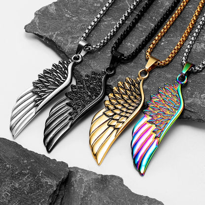 Metal Town Angel Wings Pendant With Stainless Steel Chain Necklaces