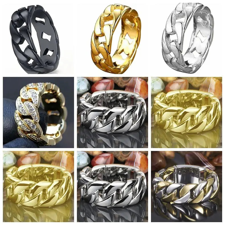 Fashion Cuban Link Chain Rings in Different variants