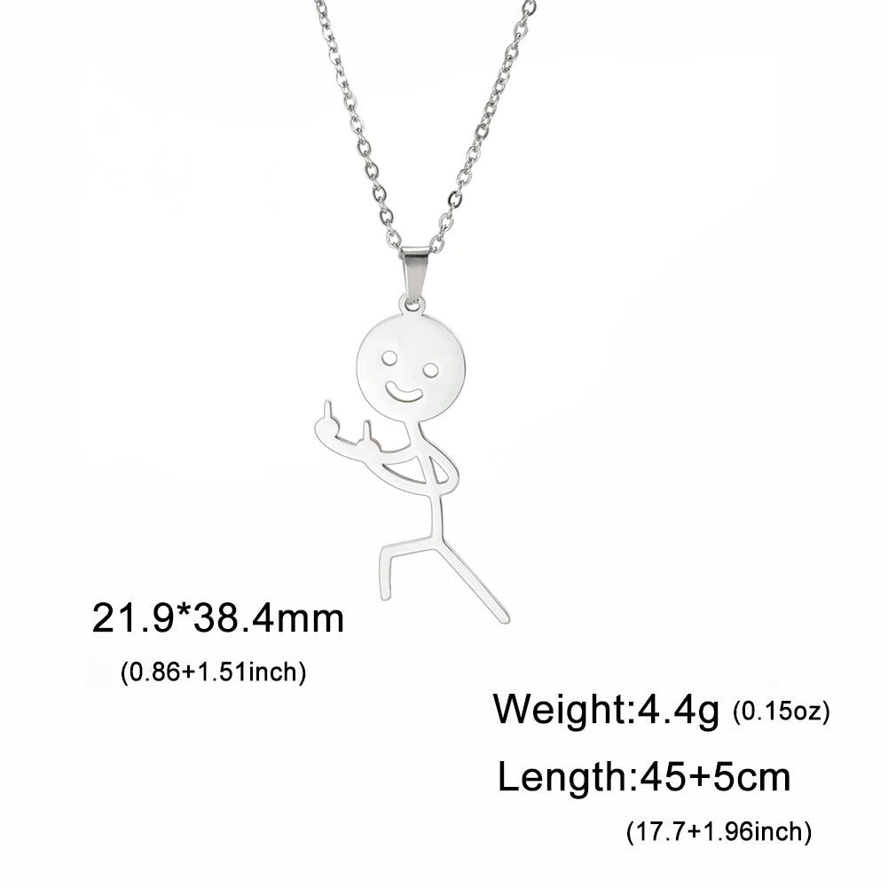 Teamer Multiple Style Middle Finger Stickman Pedant Necklace