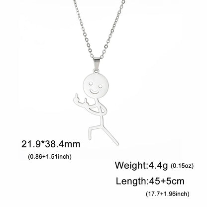 Teamer Multiple Style Middle Finger Stickman Pedant Necklace