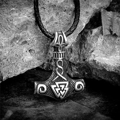 Supretu Thors Hammer Double-sided Anchor Pendant Stainless Steel Necklaces