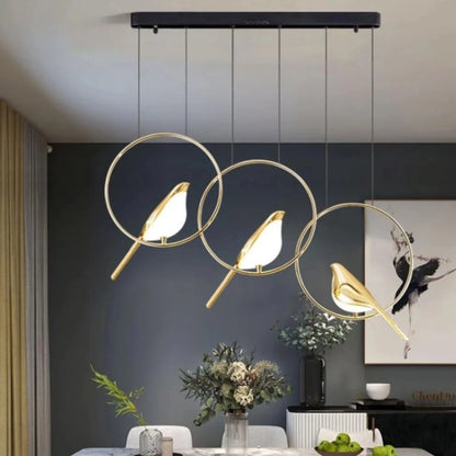 Modern LED Gold Magpie Bird Ceiling Chandelier for Dining Room Ring Light Pendant Lamp Decorative Lighting Lustre Drop Shipping