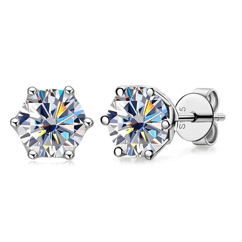 JoyceJelly Multiple Colour Moissanite 0.5/1CT VVS1 D Color S925 Sterling Silver Stud Earrings