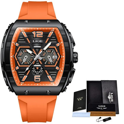 LIGE Quality Luxurious Chronograph Watch - Silicone strap - Quartz Clockwork, Waterproof With Box