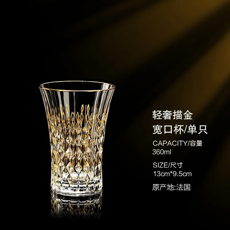 Golden Luxury Line Whiskey Glasses - Multi Functional Crystal Glases For Wine, Whisky, Beer & Cocktails