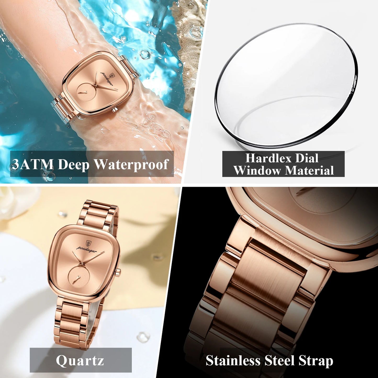 POEDAGAR Woman Luxury style Stainless Steel Quartz Watch - Waterproof, Luminous, Date And Box