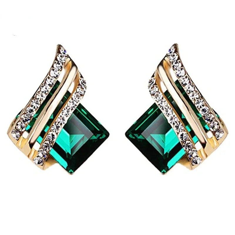 Fancy Gold-plated Multiple Colour Crystal Zircon Earrings