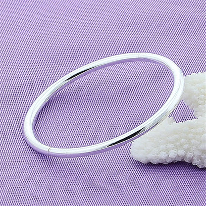 DOTEFFIL Silver Solid Smooth Opening Bangles Bracelet For Woman - 925 Sterling