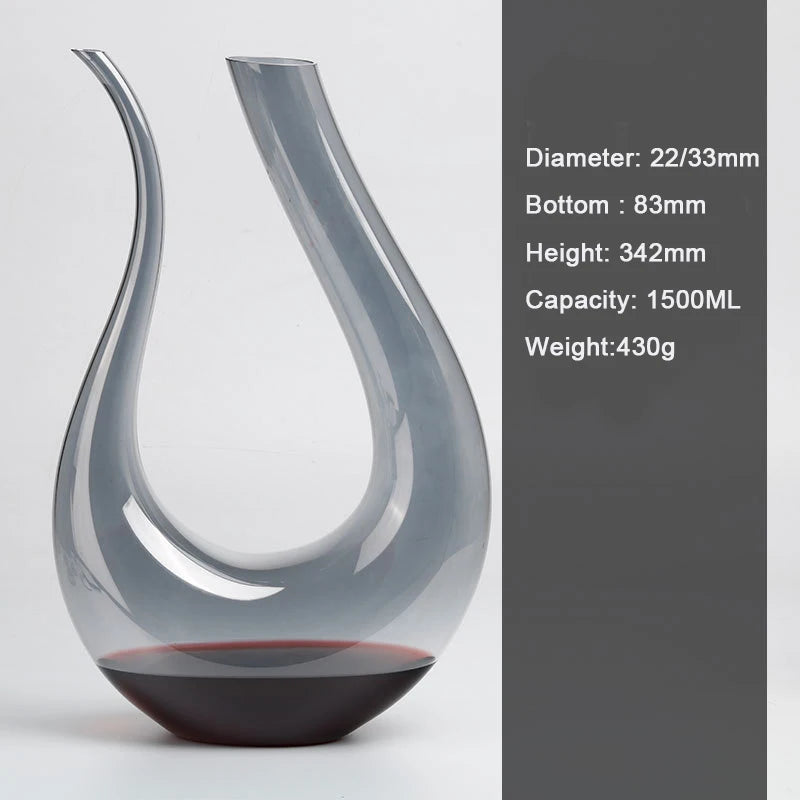 (Can Engrave Logo) 1800ML Glass Decanter, Quick Decanter With Handle, Large Capacity Wine Dispenser, Red Wine Set