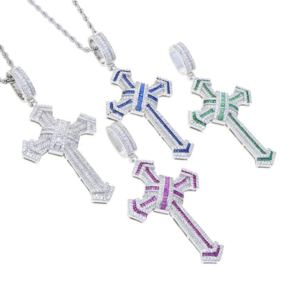 ATJMLADY Iced Out Cubic Zircon Cross Pendant for Men & Women