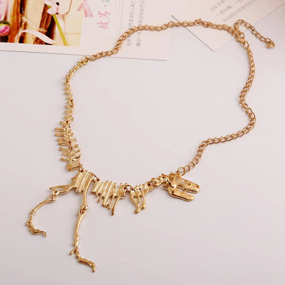 Exaggerated Dinosaur Skeleton Pendant Zinc Alloy Necklaces