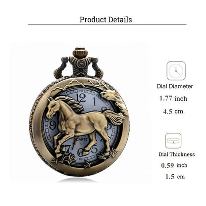 Waknoer Hollow Horse Pocket Watch With Chain