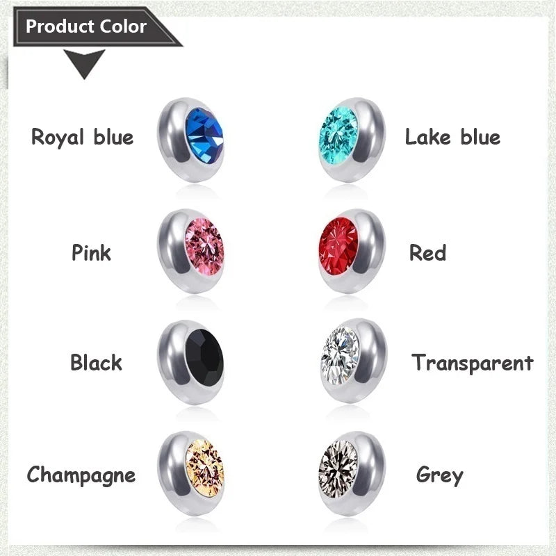 1Pair Magnetic Rhinestone Stainless Steel Magnet Earrings In Different Colour Gems