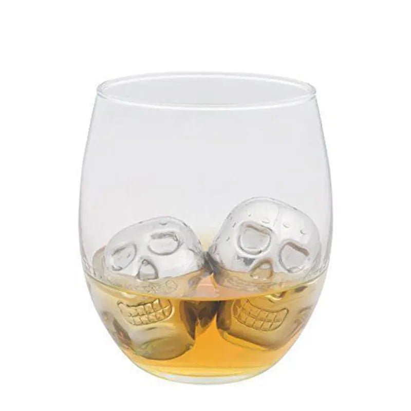 5pcs Reusable Stainless Steel Skull Ice Cube - Quick-Freeze, Food Grade Metal skull