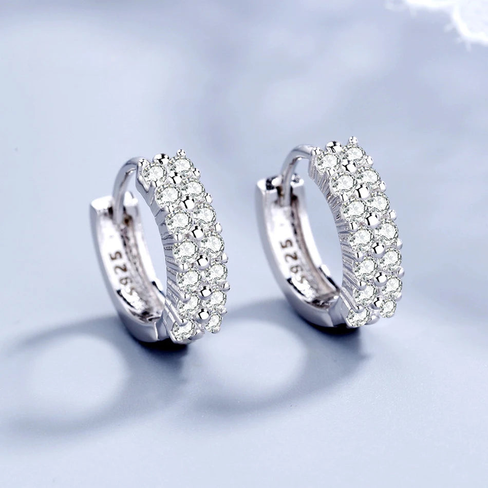 URMYLADY 925 Sterling silver Crystal Zircon Round Stud Earing