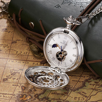 Ohsen Luxury Mechanical Hand Winding Skeleton Pocket Watch