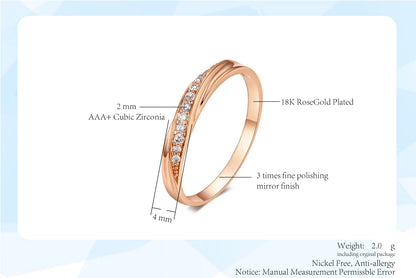 ZHOUYANG Simple Cubic Zirconia Ring In White Gold & Rose Gold