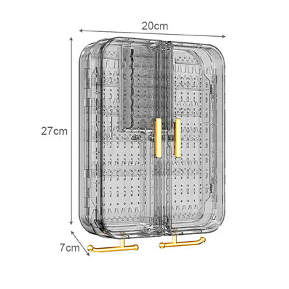 Large Transparent Dustproof Wall Mounted Jewelry Box in Grey & Brown