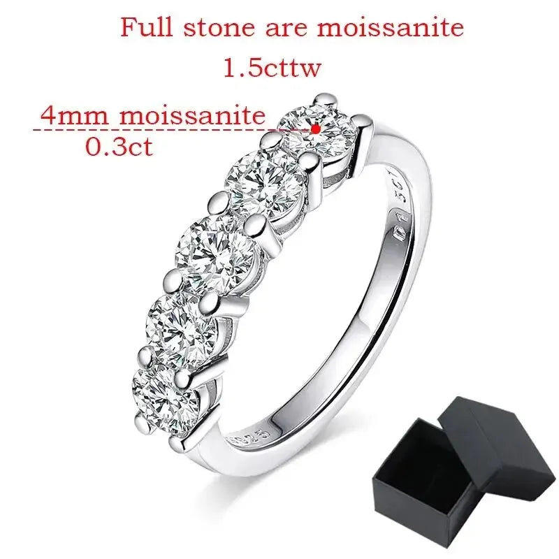 Luxury White Gold D Color 4mm 1,5CT Moissanite Ring