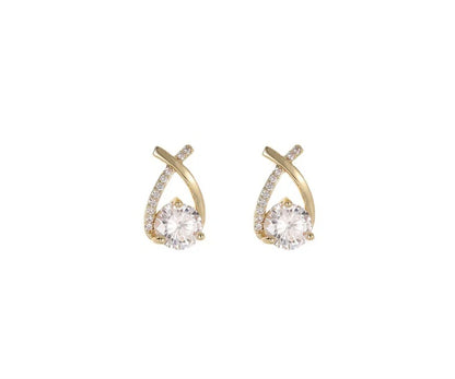 SKEDS Elegant Crossed Stud Earrings With Rhinestone