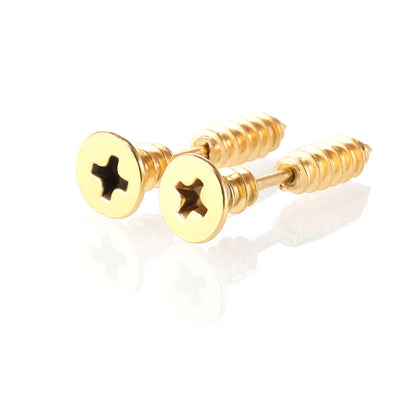 1Pair Punk Fashion Colorful Stainless Steel Screw Stud Earring