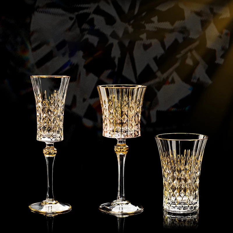 Golden Luxury Line Whiskey Glasses - Multi Functional Crystal Glases For Wine, Whisky, Beer & Cocktails