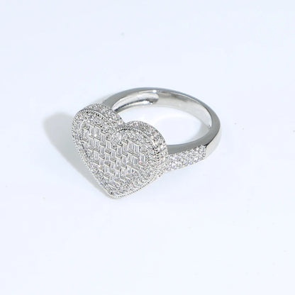 IDOWAITTING Different Variety Iced Out Heart Ring Micro Paved Cubic Zirconia & S925 Silver Rings