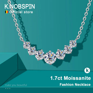 K.NOBSPIN Moissanite Necklace for Woman with 925 Sterling Certificate & Sliver Plated 18k White Gold