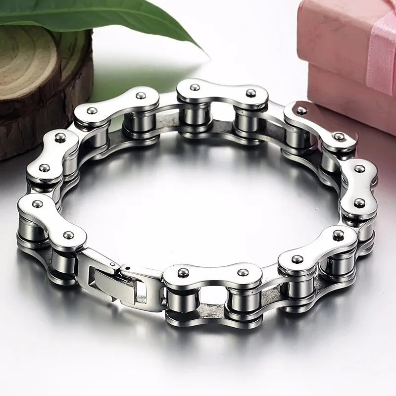 Stainless Steel Biker Chain Bracelet Mens Bracelet Link Chain Motorcycle Bicycle Style Bracelets Fashion Punk Bangles Jewelry