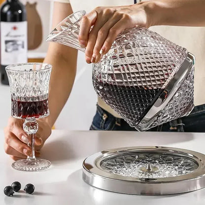 360 Rotating Wine Decanter Tumbler Desig Magic Glass Set Luxury Creative Crystal Dispenser Goblet Liquor Bottle Home Bar Party