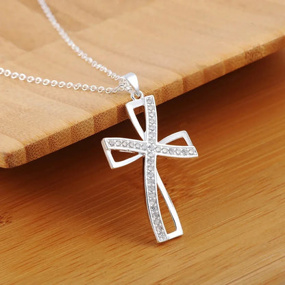 Cyrstal Cross With 45cm 925 sterling silver chain For Women