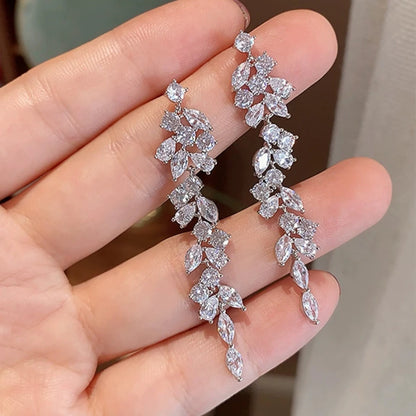 ZAKOL Elegant Sparkling Crystal Tassel Earrings for Women Geometric Hanging Drop Party Wedding Ear Jewelry