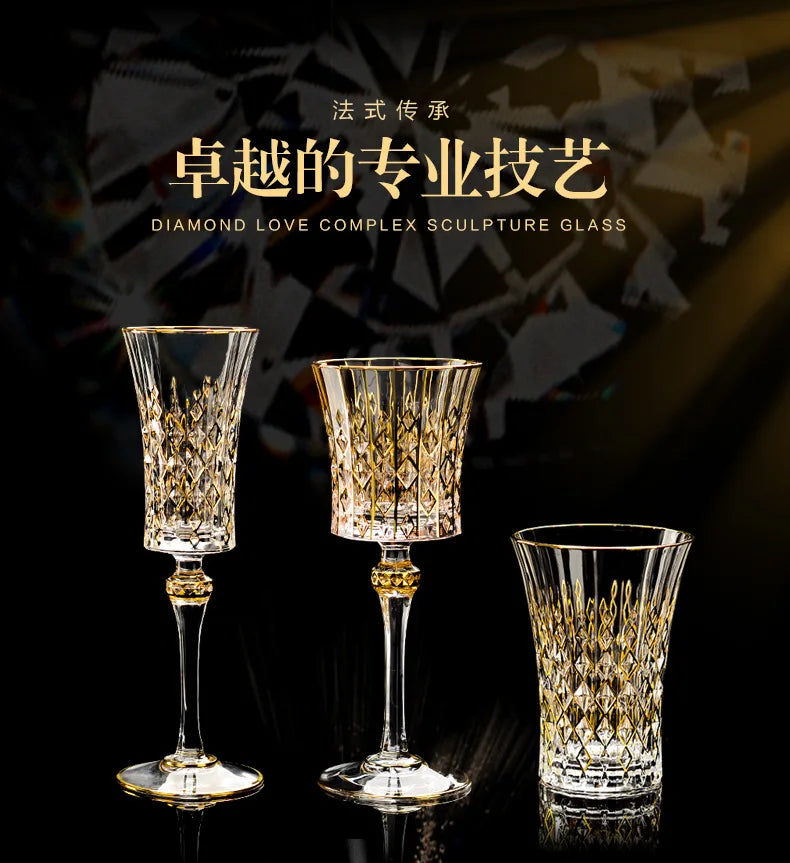 Golden Luxury Line Whiskey Glasses - Multi Functional Crystal Glases For Wine, Whisky, Beer & Cocktails