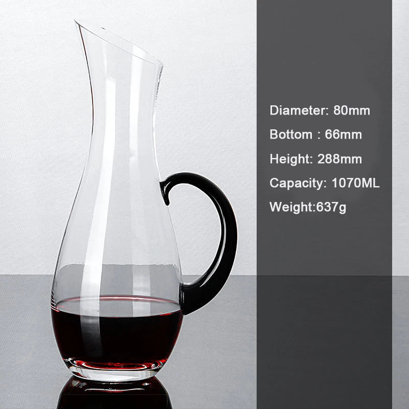 (Can Engrave Logo) 1800ML Glass Decanter, Quick Decanter With Handle, Large Capacity Wine Dispenser, Red Wine Set