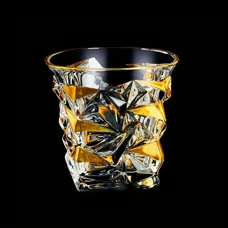 Golden Line Whiskey Glasses - Multi Functional Crystal Glases For Wine, Whisky, Beer & Cocktails