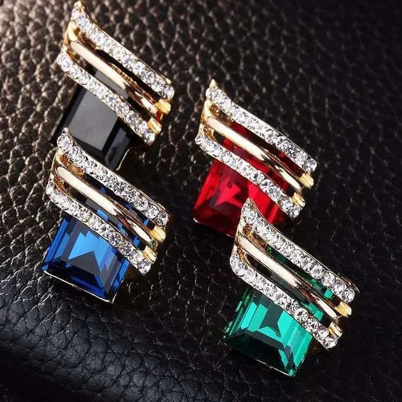 Fancy Gold-plated Multiple Colour Crystal Zircon Earrings