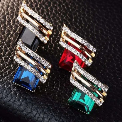 Fancy Gold-plated Multiple Colour Crystal Zircon Earrings