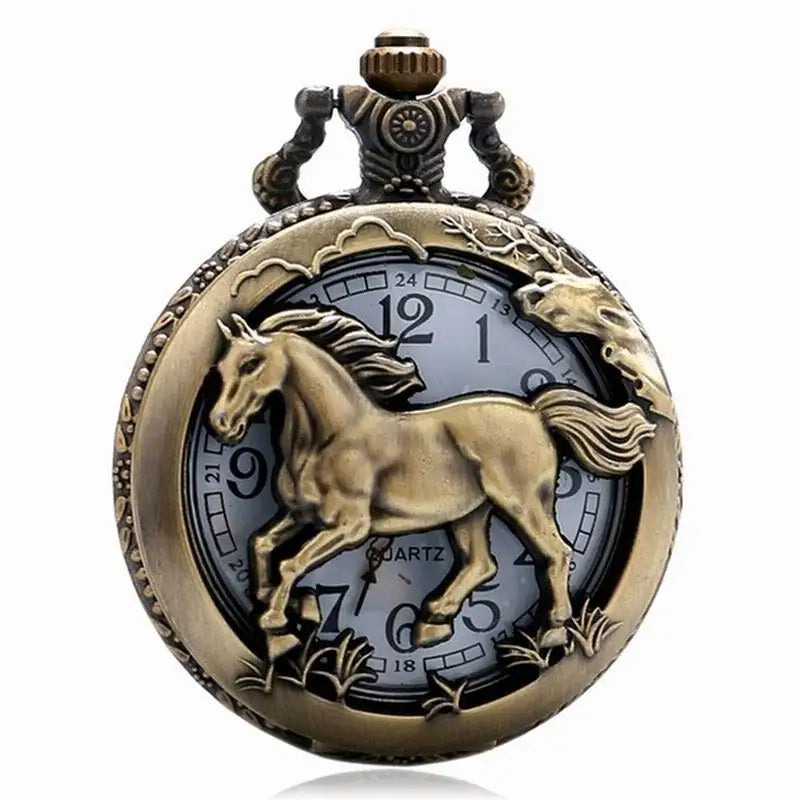 Waknoer Hollow Horse Pocket Watch With Chain