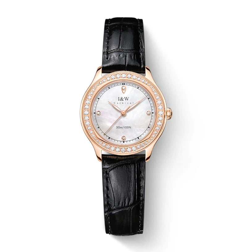 Montre Femme Luxury Brand IW Diamond Watches for Women - Waterproof, Quartz Watch, Luminous, Leather Band