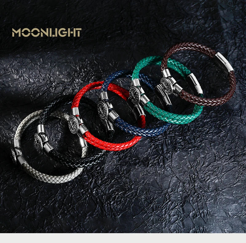 Genuine Leather Compass Bracelet For Men & Woman - Double Layer Braided Bracelet