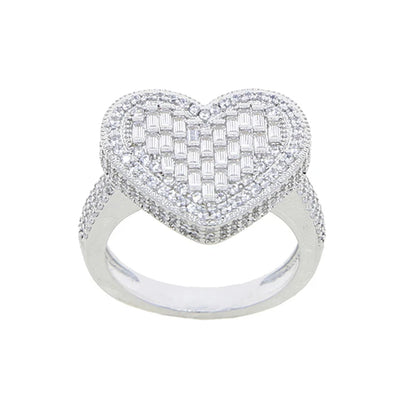 IDOWAITTING Different Variety Iced Out Heart Ring Micro Paved Cubic Zirconia & S925 Silver Rings