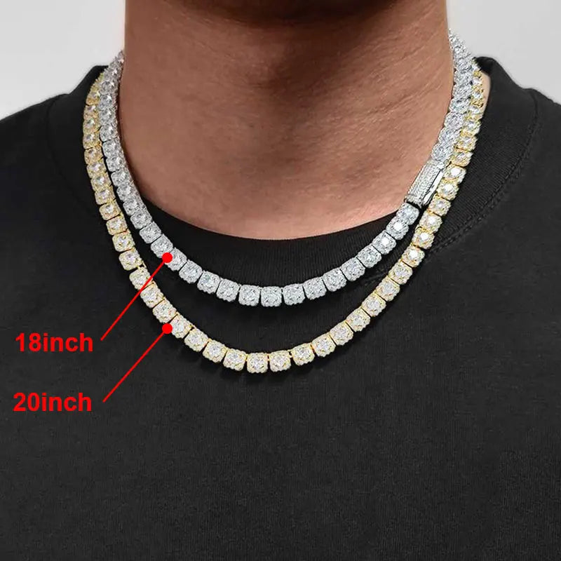 Clustered Iced Out Tennis Link Chain With 7MM Cubic Zirconia For Women