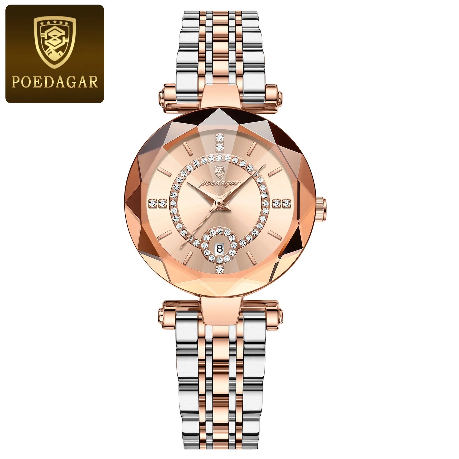 POEDAGAR Quality luxurious Stainless Steel Watch For Woman - Quartz Watch, Waterproof, Date And Box