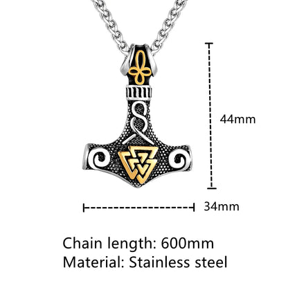 Supretu Thors Hammer Double-sided Anchor Pendant Stainless Steel Necklaces