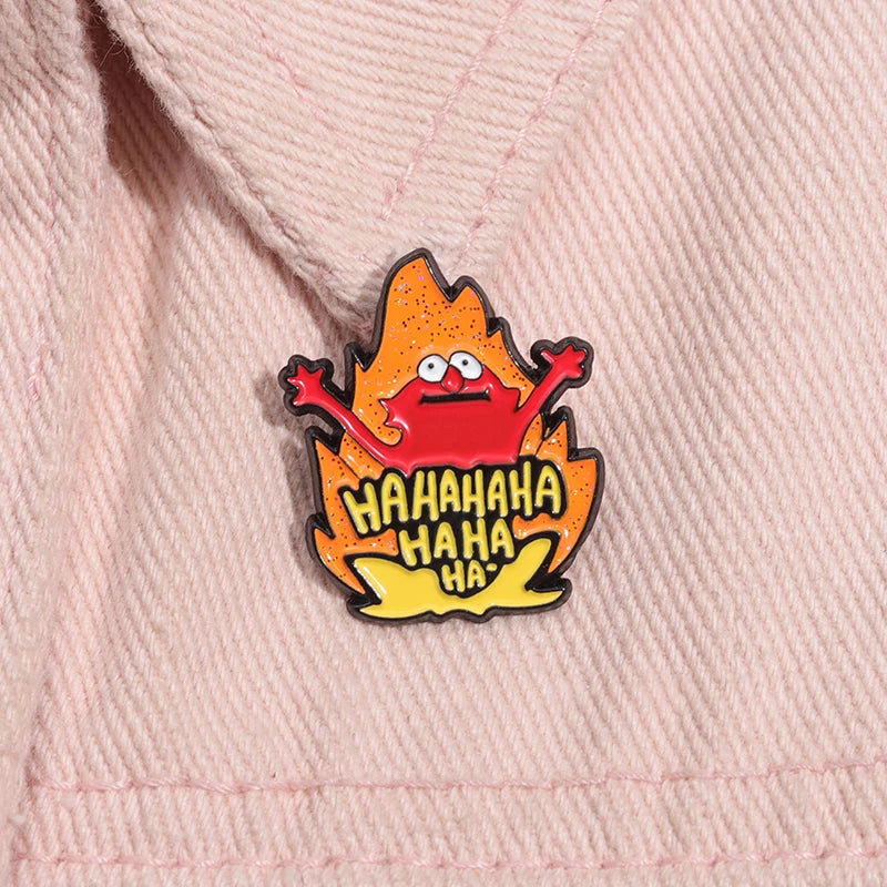 Funny Meme Fire Haha Enamel Pins