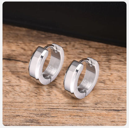 Vnox Small Hoop  Earrings, Polished Surface With Stainless Steel & Slant Edge